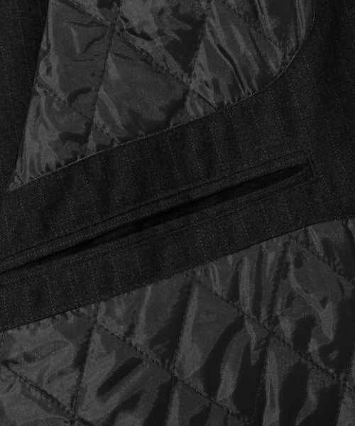 PIN STRIPE OFFICER CROP BOMBER JACKET_BLACK