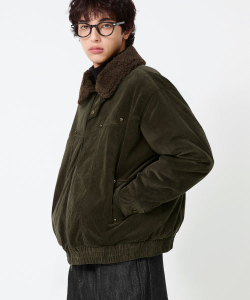 SHERPA CORDUROY STUDDED WESTERN JACKT_KHAKI