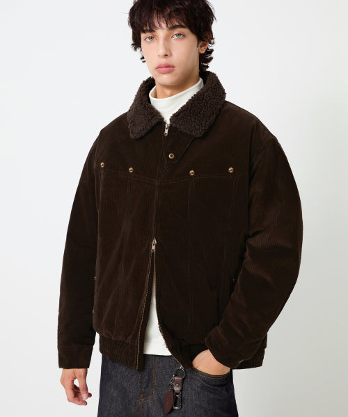 SHERPA CORDUROY STUDDED WESTERN JACKT_BROWN