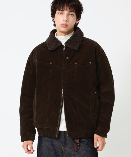 SHERPA CORDUROY STUDDED WESTERN JACKT_BROWN