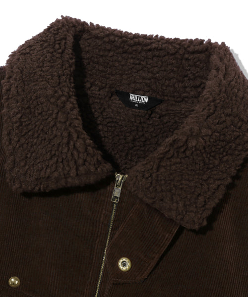 SHERPA CORDUROY STUDDED WESTERN JACKT_BROWN