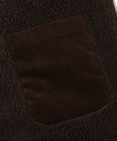 SHERPA CORDUROY STUDDED WESTERN JACKT_BROWN