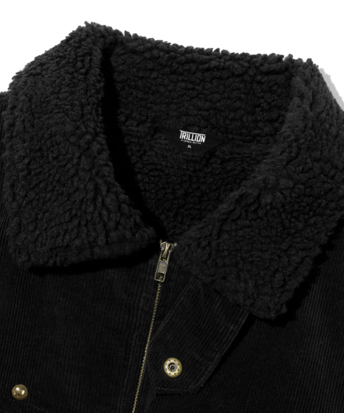 SHERPA CORDUROY STUDDED WESTERN JACKT_BLACK