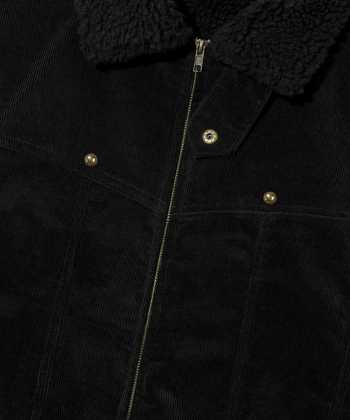 SHERPA CORDUROY STUDDED WESTERN JACKT_BLACK
