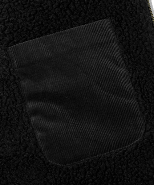 SHERPA CORDUROY STUDDED WESTERN JACKT_BLACK
