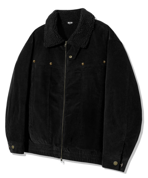 SHERPA CORDUROY STUDDED WESTERN JACKT_BLACK