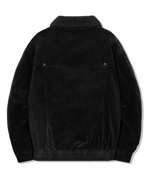 SHERPA CORDUROY STUDDED WESTERN JACKT_BLACK