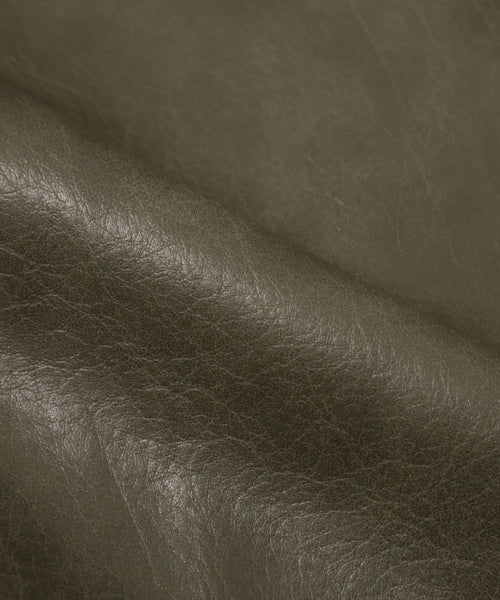 FLEECE COLLAR FLIGHT MA-1 LEATHER JACKET_KHAKI
