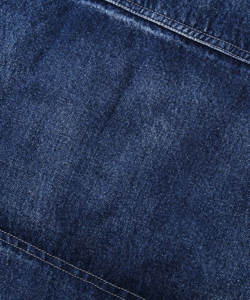 BIKER WASHED DENIM PUFFER SHORT PADDING_MIDDLE BLUE