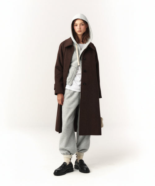 (W) A-Line Wool Blend Single Coat Brown