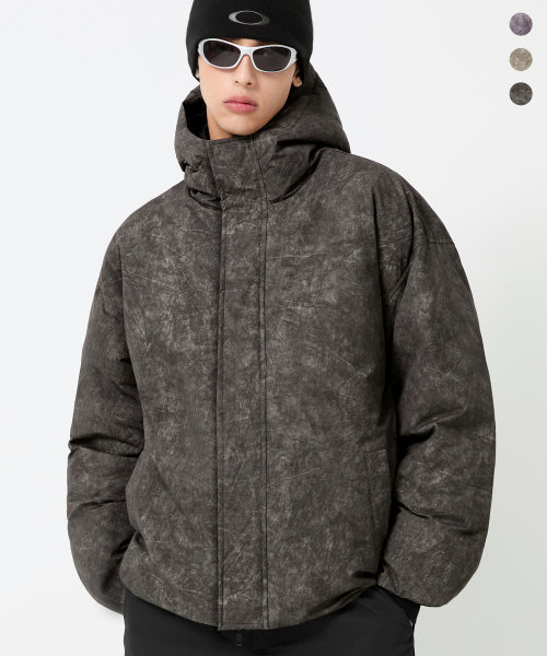 PIGMENT DYEING PUFFER HOOD SHORT PADDING_3color