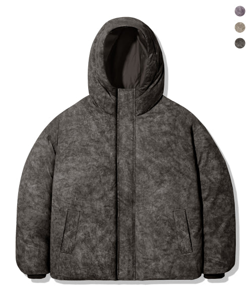 PIGMENT DYEING PUFFER HOOD SHORT PADDING_3color