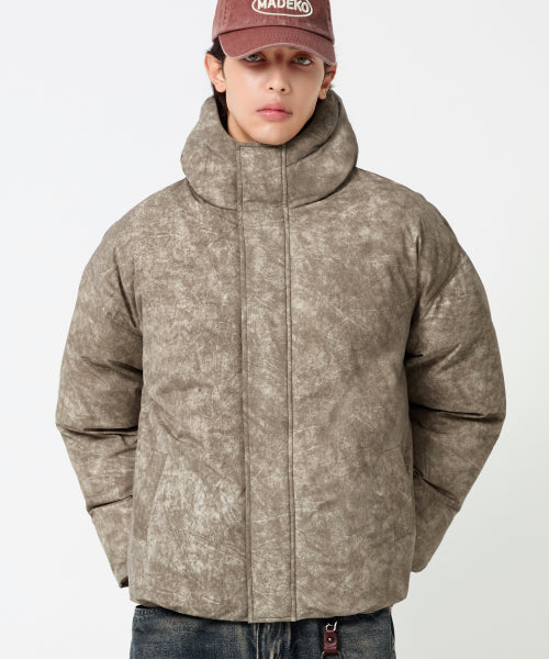 PIGMENT DYEING PUFFER HOOD SHORT PADDING_3color