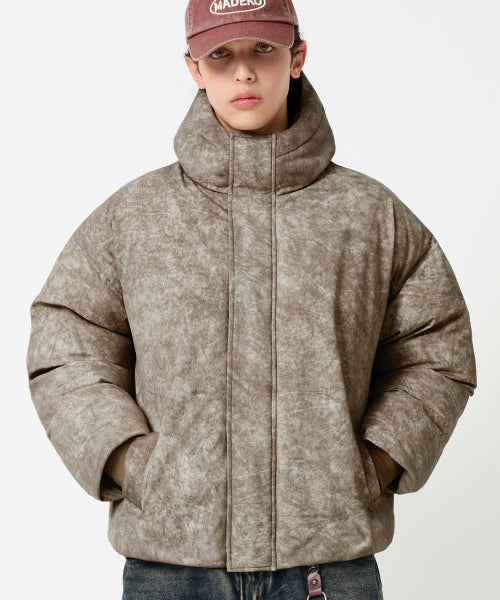 PIGMENT DYEING PUFFER HOOD SHORT PADDING_3color