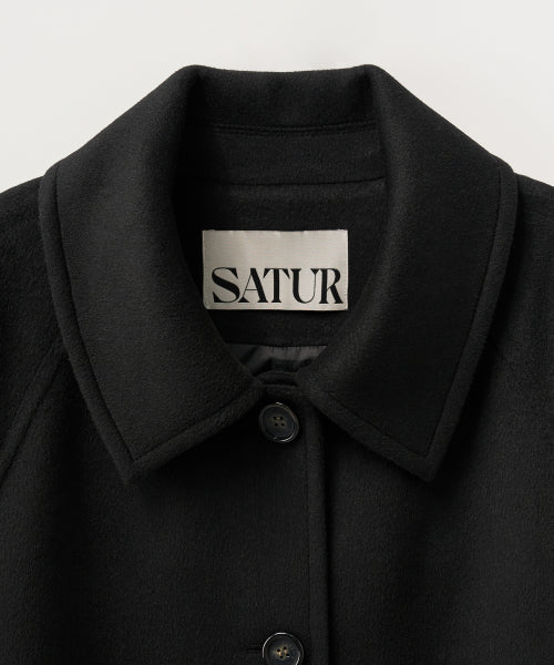 (W) A-Line Wool Blend Single Coat Black