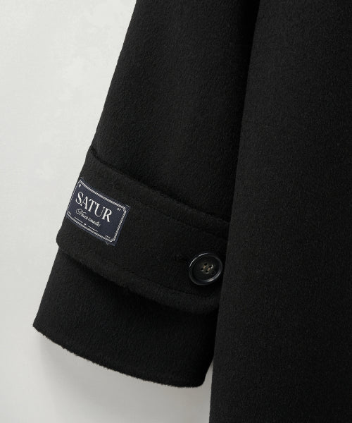 (W) A-Line Wool Blend Single Coat Black