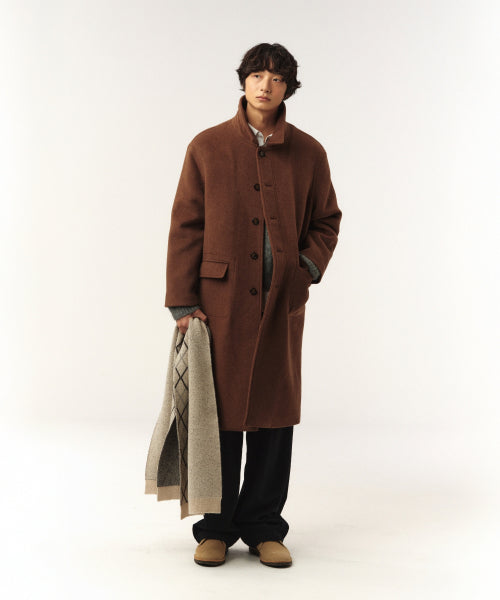 Cashmere Wool Blend Mac Coat Brown