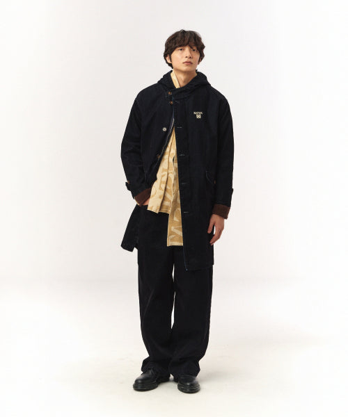 Velvet Denim Mid-Length Hood Coat Indigo