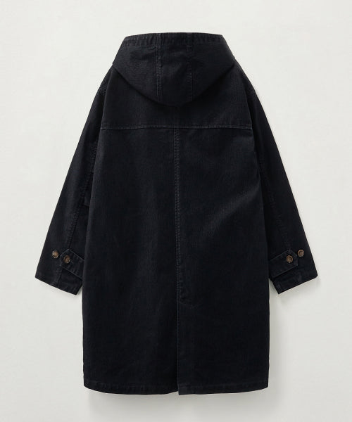 Velvet Denim Mid-Length Hood Coat Indigo