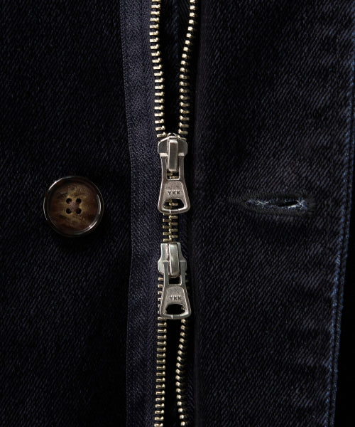 Velvet Denim Mid-Length Hood Coat Indigo