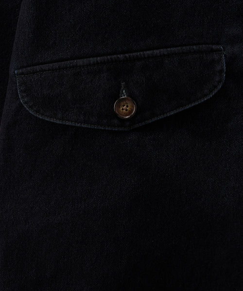 Velvet Denim Mid-Length Hood Coat Indigo