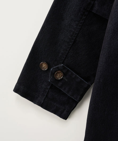 Velvet Denim Mid-Length Hood Coat Indigo