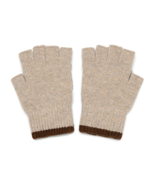 Fingerless Knitwear Hand-moa Gloves Oatmeal