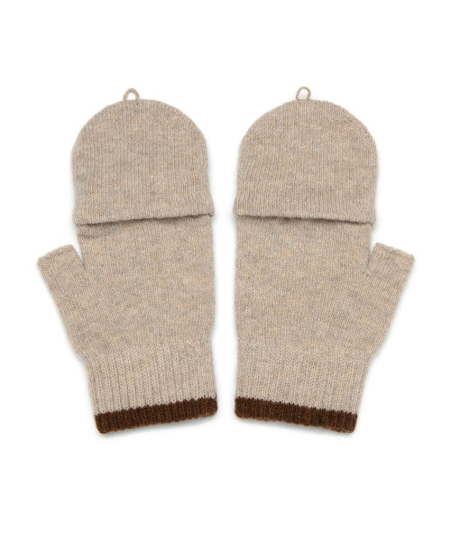 Fingerless Knitwear Hand-moa Gloves Oatmeal