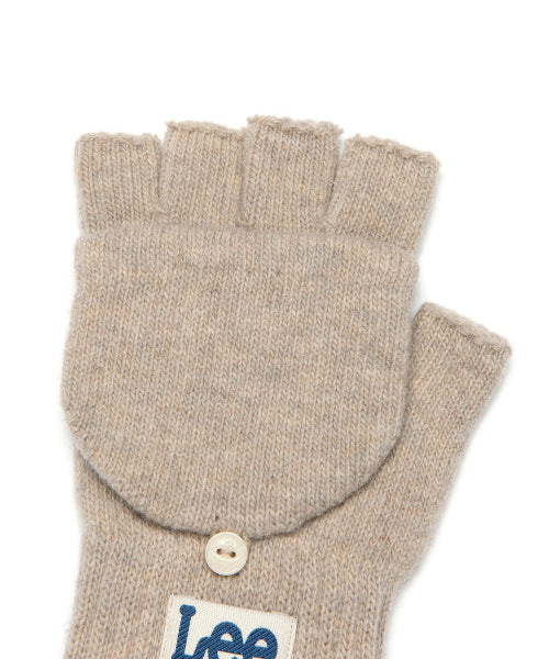Fingerless Knitwear Hand-moa Gloves Oatmeal