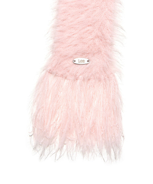 Hairy mini muffler pink
