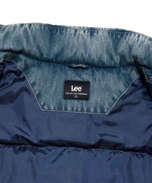 Washing denim padded jacket indigo medium