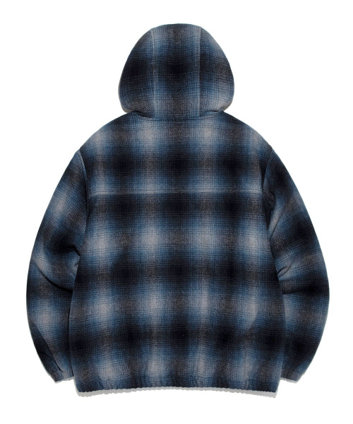 wool blend checkered hooded jacket checkered