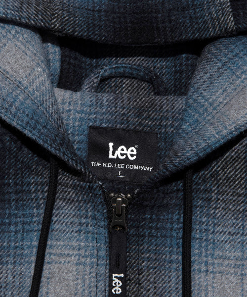 wool blend checkered hooded jacket checkered