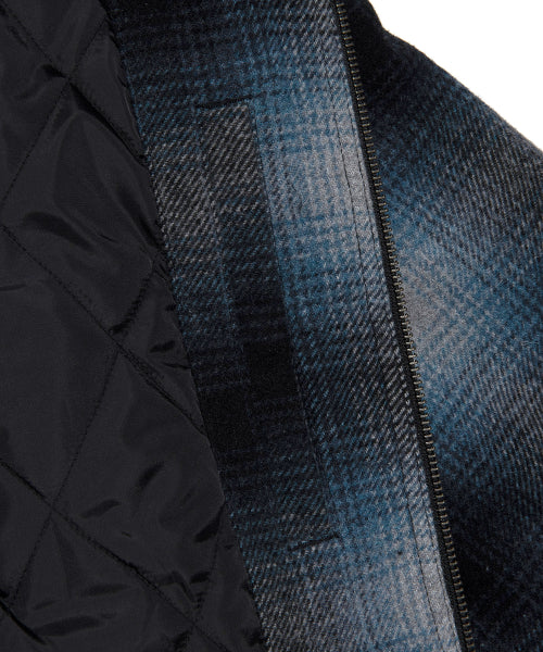 wool blend checkered hooded jacket checkered