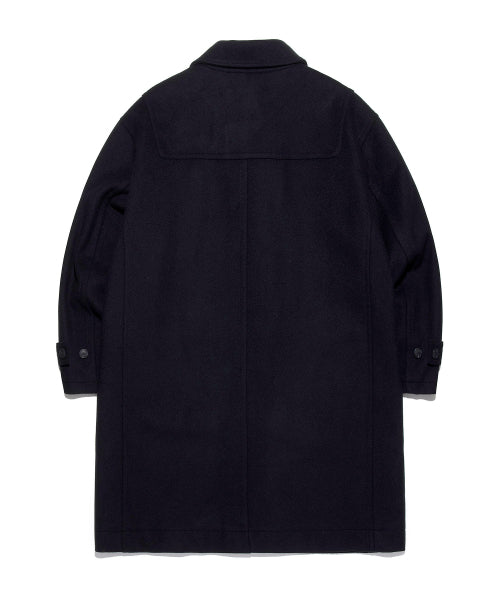 wool blend long duffel coat navy