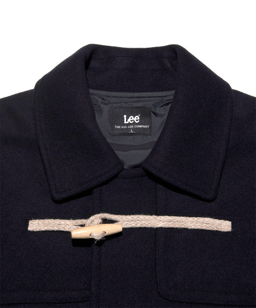 wool blend long duffel coat navy