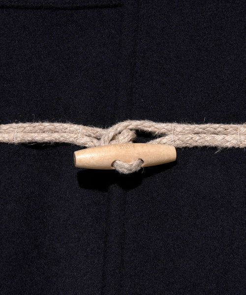 wool blend long duffel coat navy