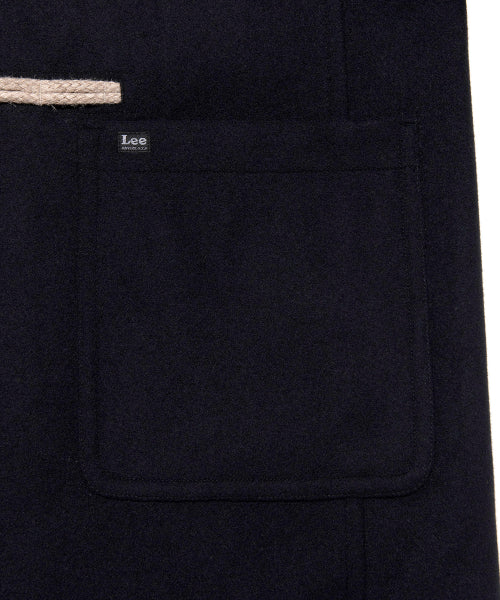 wool blend long duffel coat navy