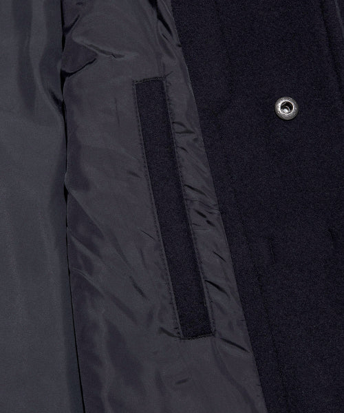 wool blend long duffel coat navy