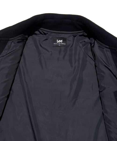 wool blend long duffel coat navy