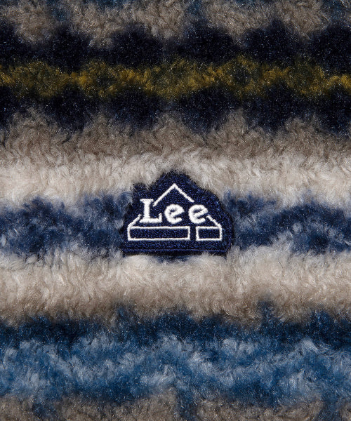 Pattern fleece zip-up jacket stripe