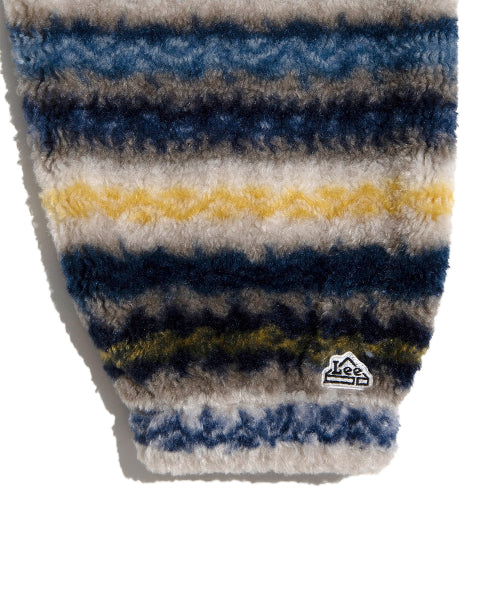 Pattern fleece zip-up jacket stripe
