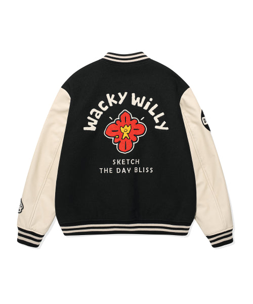Applique Varsity Jacket Black