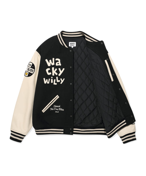 Applique Varsity Jacket Black