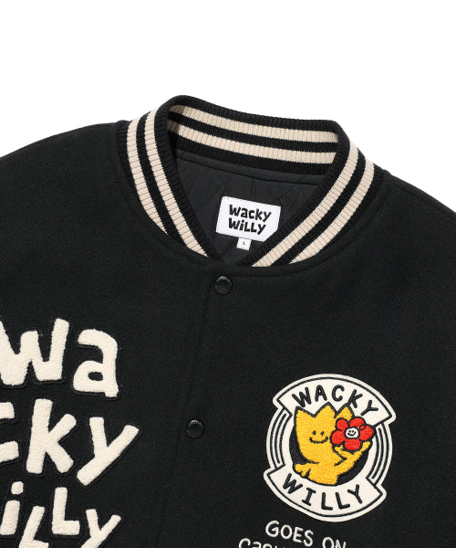 Applique Varsity Jacket Black