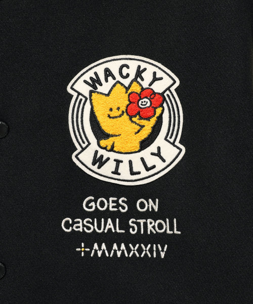 Applique Varsity Jacket Black