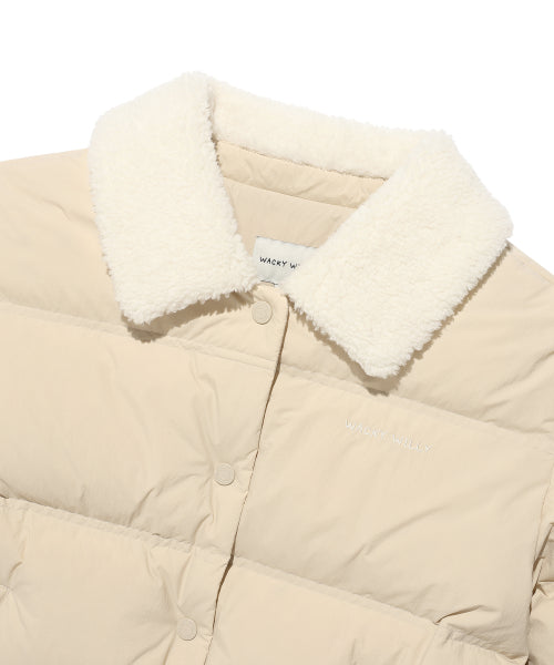 Women's Collar Color Short Down Jumper Beige