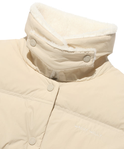 Women's Collar Color Short Down Jumper Beige