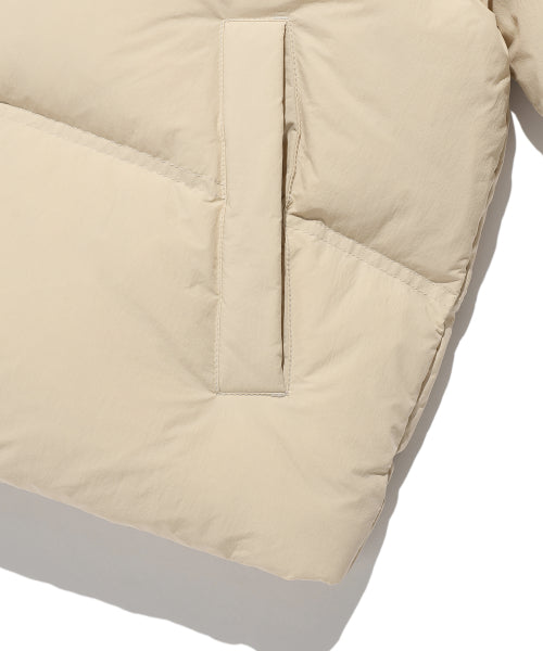 Women's Collar Color Short Down Jumper Beige