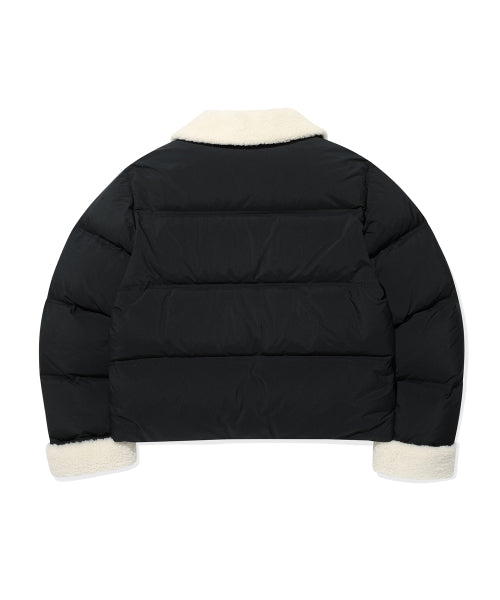 Women's Collar Color Short Down Jumper Black